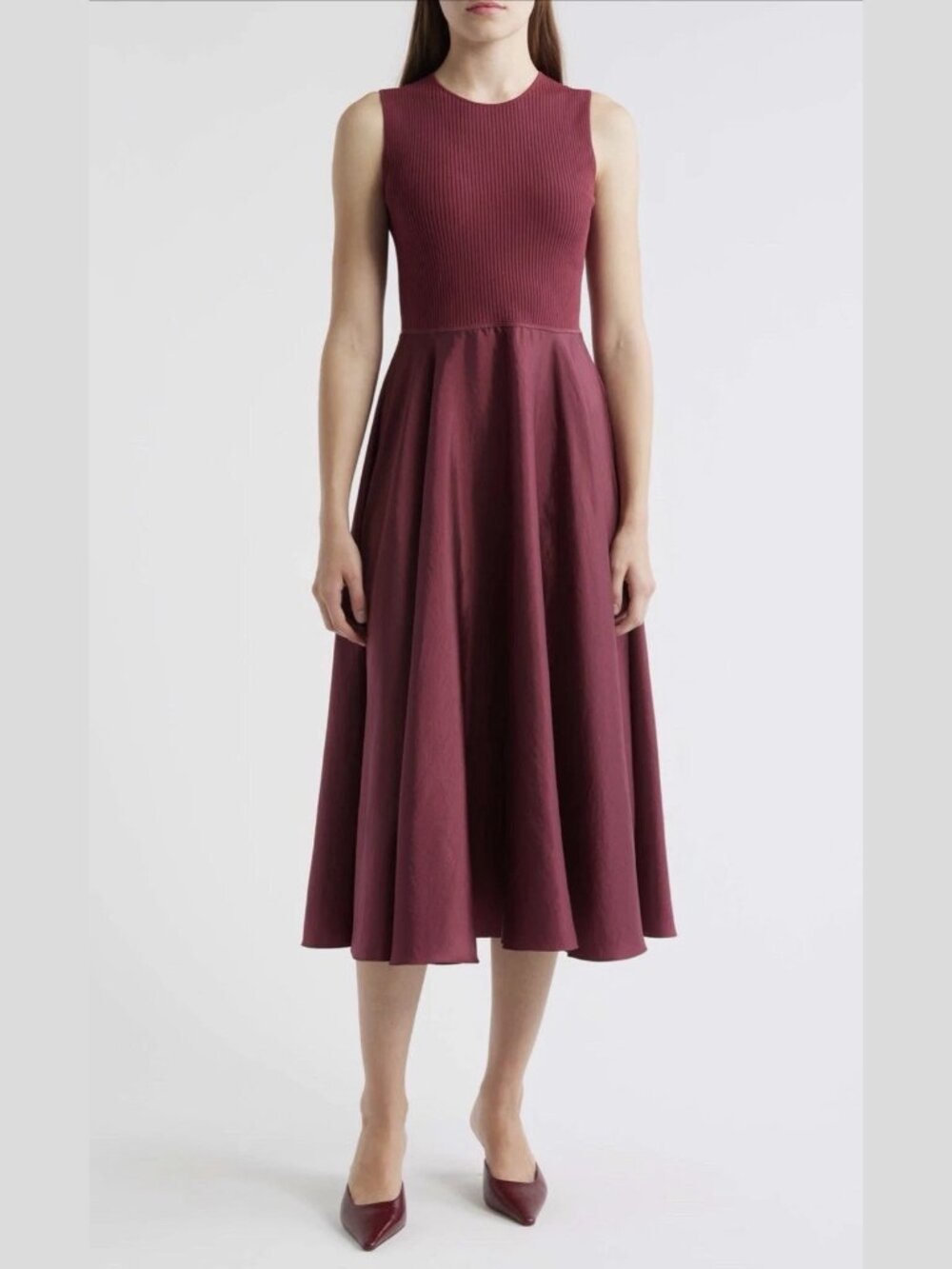 NWT Theory Rib Drape Dress Small - Berry, 'Crinkle Twill,' Retail $595